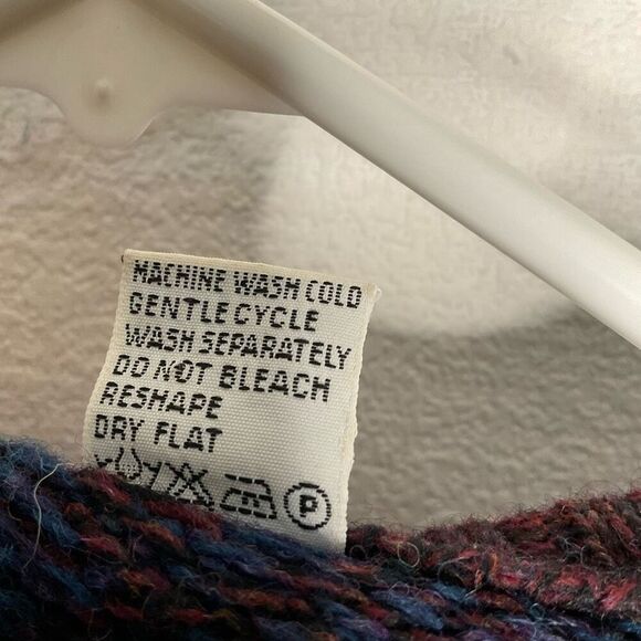 Vintage Boundary Waters Men‎ XL BordoPurple 100%Shetland Wool Italy Made Grandpa - Picture 6 of 9